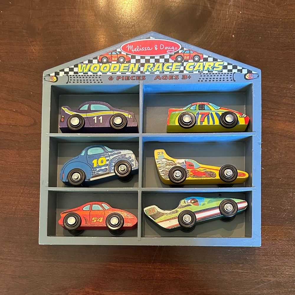 Melissa & Doug Colorful Wooden Race Cars Set